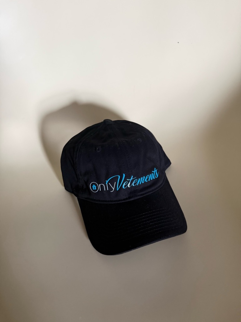 Vetements Black Baseball Cap with Blue Logo